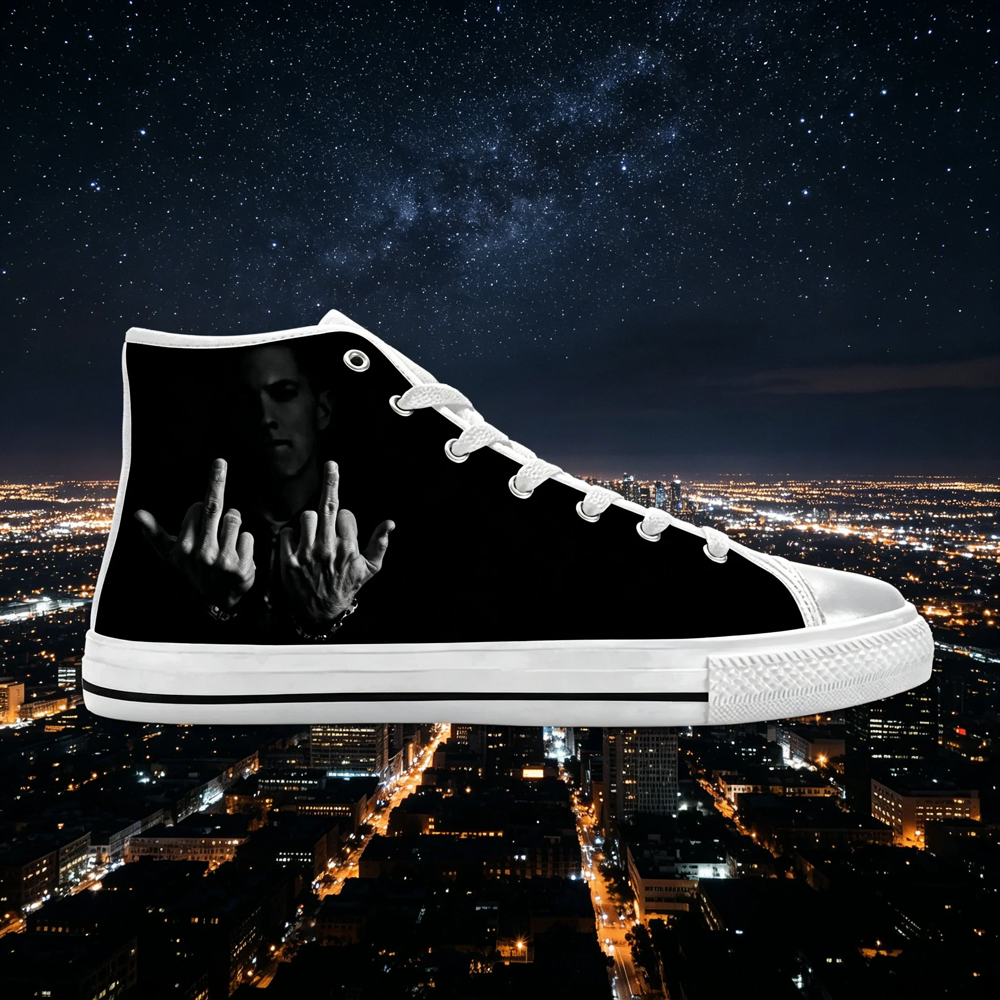 Street Fashion Hip Hop - Sepatu Sneakers High Top Custom Eminem,