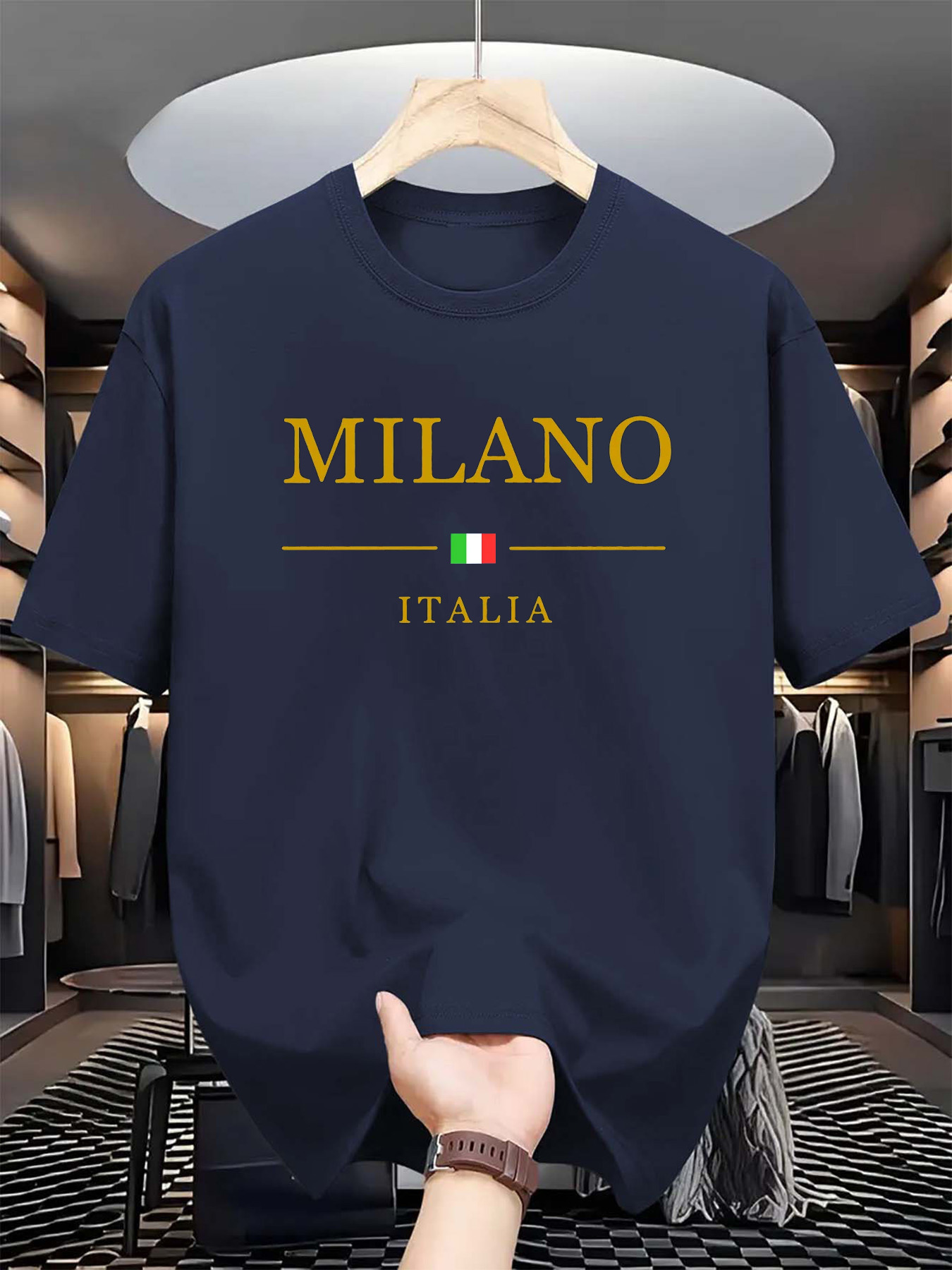 Street Fashion Of Milan - Kaus Katun Murni Pria Wanita Motif