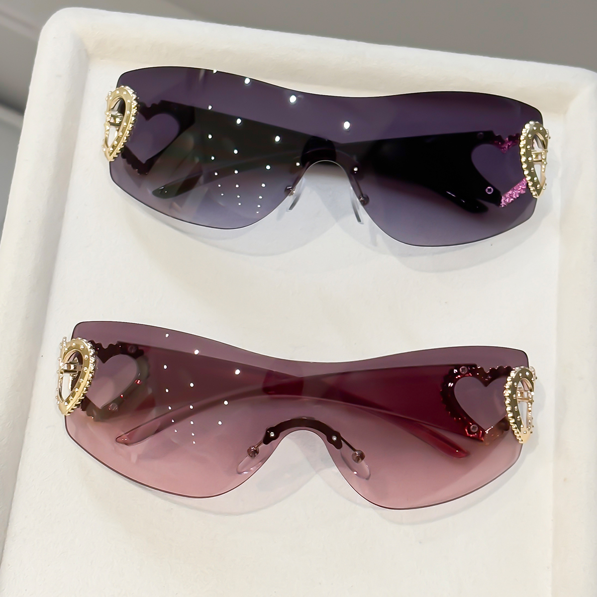 Street Fashion Glasses - 2 Buah Kacamata Tanpa Bingkai Terintegrasi
