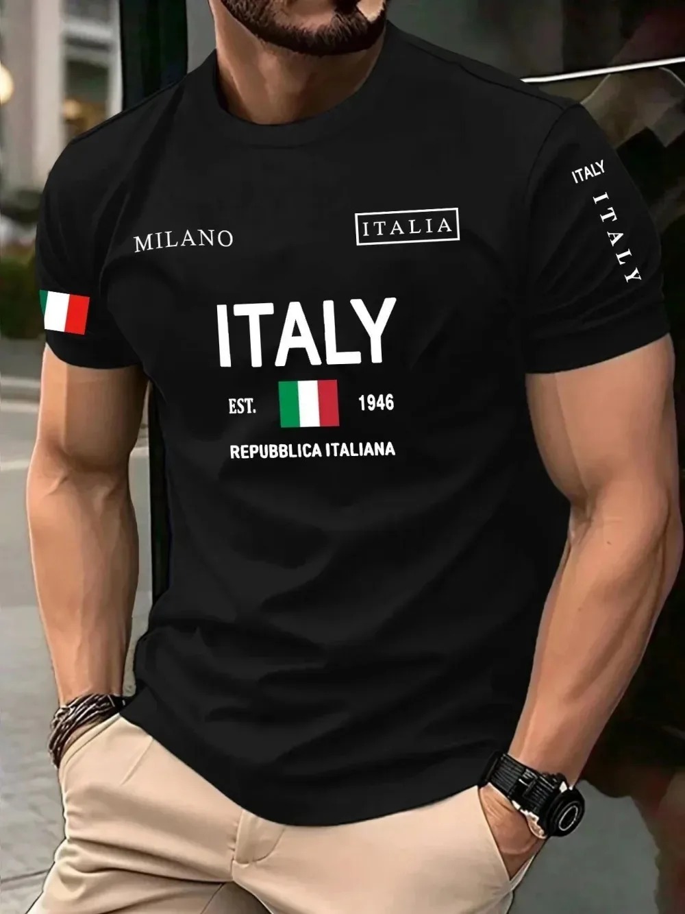 Street Fashion Of Milan - Kaos Pria 3D Print Tren Mode