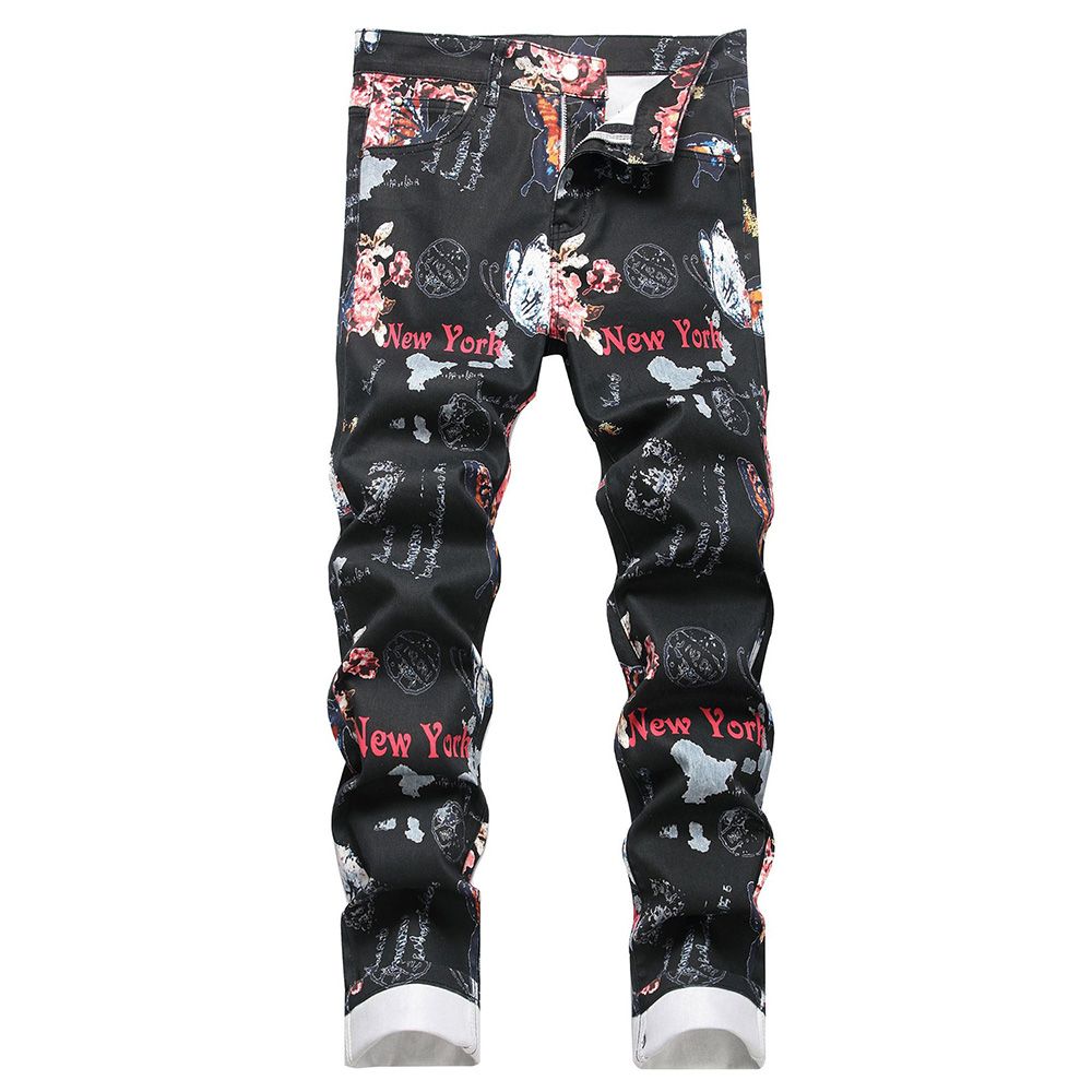 Street Fashion Of New York - Celana Jeans Pria Motif Digital Cetak
