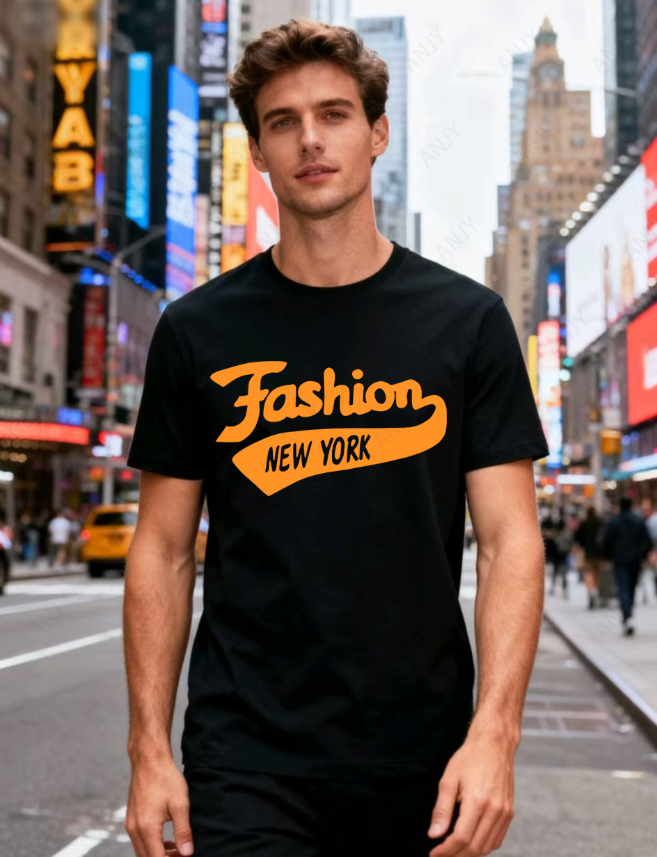 Street Fashion Of New York - Kaus bermotif huruf gaya jalanan New
