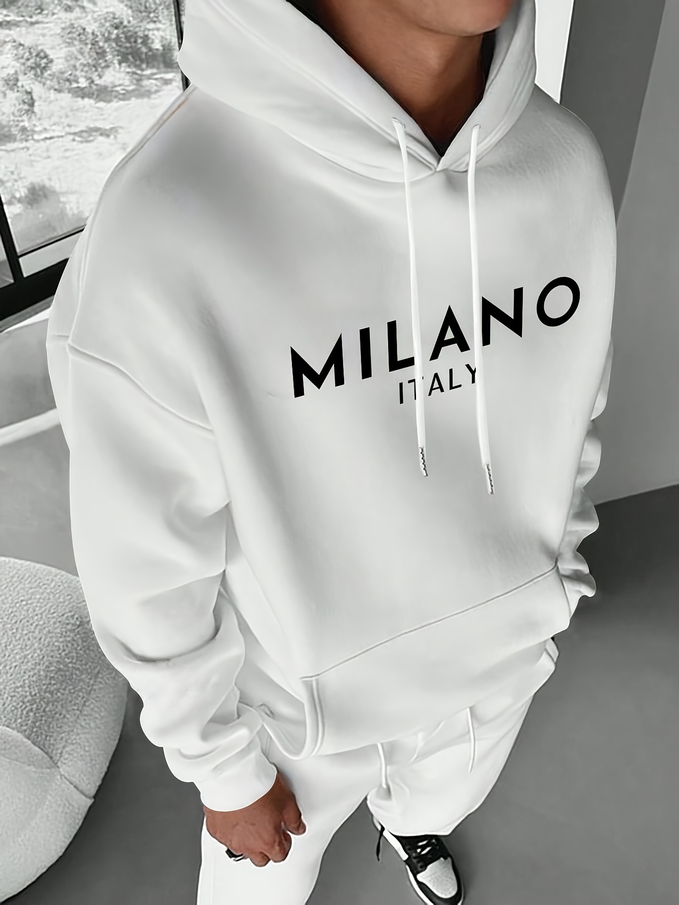 Street Fashion Of Milan - Milan Letter Hoodie Pria Wanita Pullover