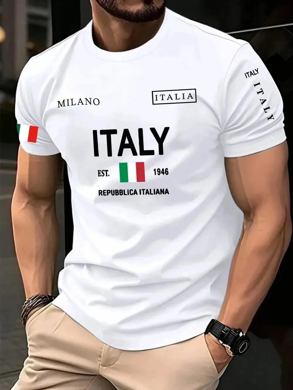 Kaos Pria 3D Print Tren Mode E - Street Fashion Of Milan ulasan dan harga