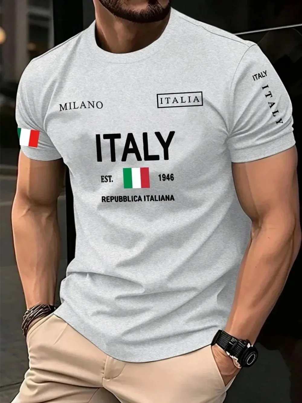 Kaos Pria 3D Print Tren Mode E - Street Fashion Of Milan ulasan dan harga