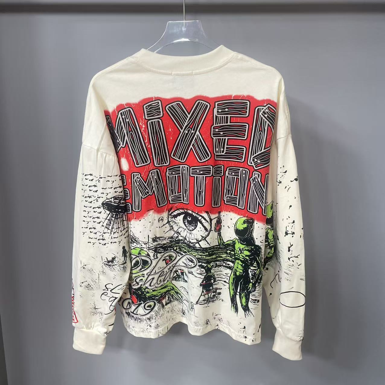 Kaos Lengan Panjang MIXED-EMOT - Street Fashion Hip Hop ulasan dan harga