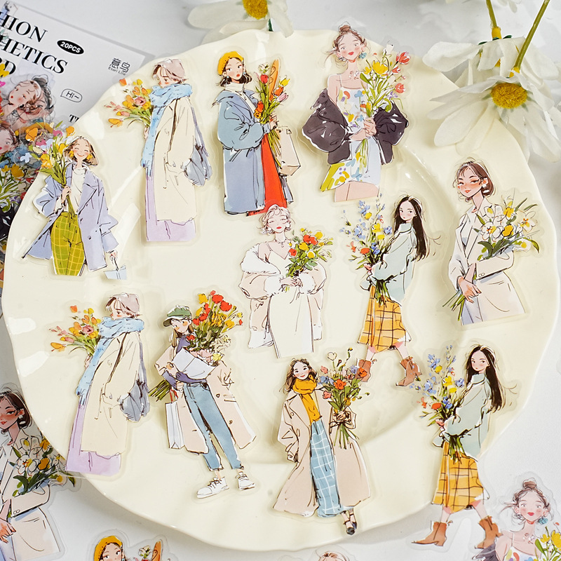 20Pcs/pak Stiker Tema Pakaian  - Street Fashion Outfit Girl ulasan dan harga