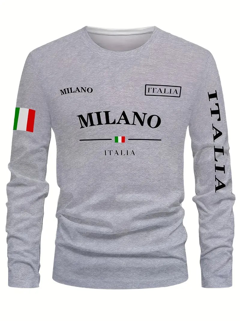 Kaos Lengan Panjang Pria Musim - Street Fashion Of Milan ulasan dan harga