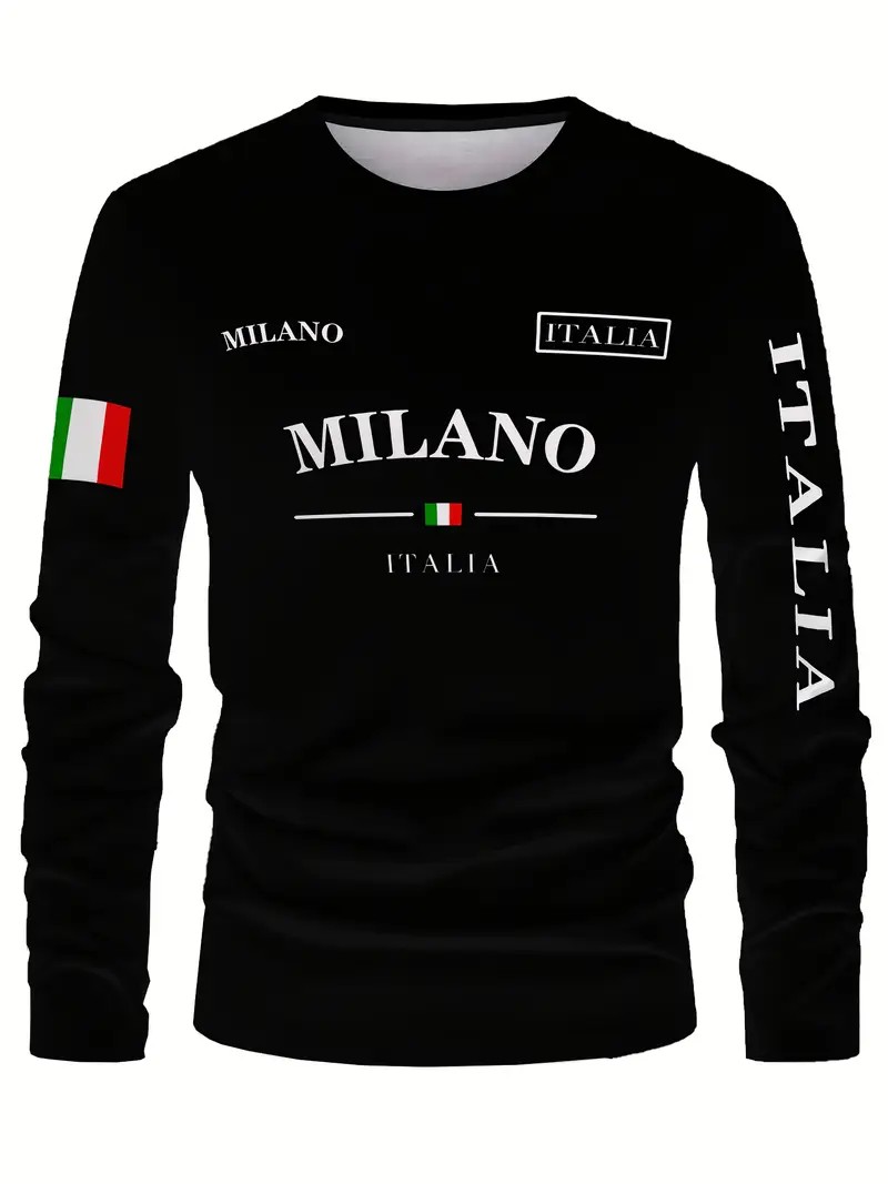 Kaos Lengan Panjang Pria Musim - Street Fashion Of Milan ulasan dan harga
