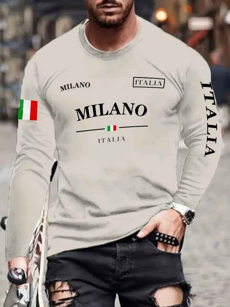 Kaos Lengan Panjang Pria Musim - Street Fashion Of Milan ulasan dan harga