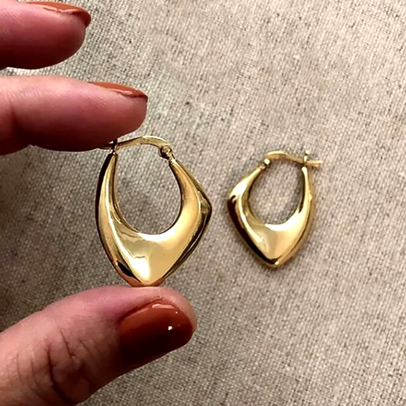 Anting Hoop Logam Geometris Mi - Street Fashion Outfit Girl ulasan dan harga